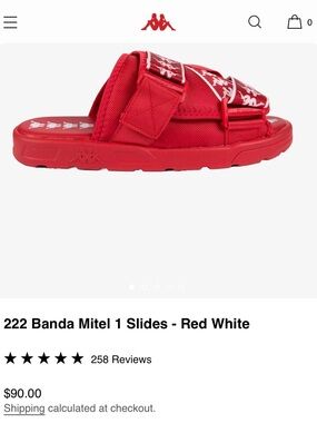 Kappa Kids Adjustable Banda Mitel Slide Sandals - Red White